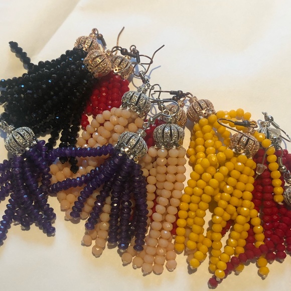 Yellow/Antique Rose Gold Crystal Tassel Ear… - Picture 11 of 16